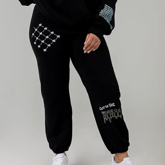The Mayfair Group Outta This World Black Sweatpant Joggers Size M/L - Picture 1 of 9